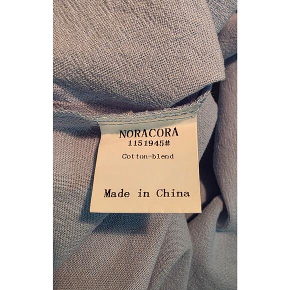 Noracora Blue Cotton Top with Daisies and Buttons Long Sleeve Top Size XL NWT - Picture 5 of 6